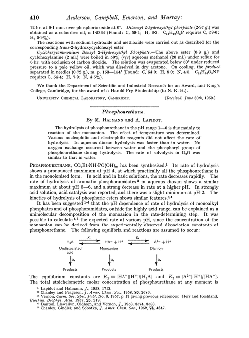 80. Kinetic and tracer studies of the hydrolysis of phosphourethane