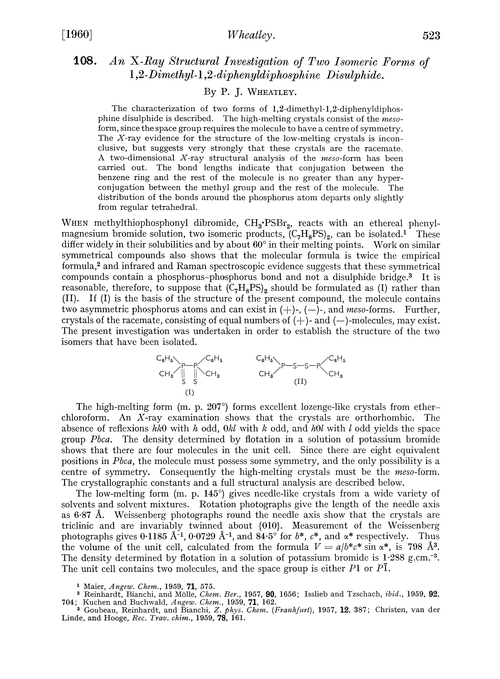 108. An X-ray structural investigation of two isomeric forms of 1,2-dimethyl-1,2-diphenyldiphosphine disulphide