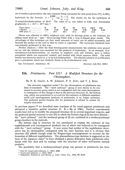 114. Pristimerin. Part III. A modified structure for the chromophore