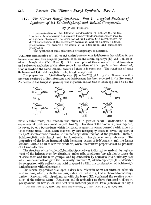 117. The ullman biaryl synthesis. Part I. Atypical products of syntheses of 2,4-dinitrobiphenyl and related compounds