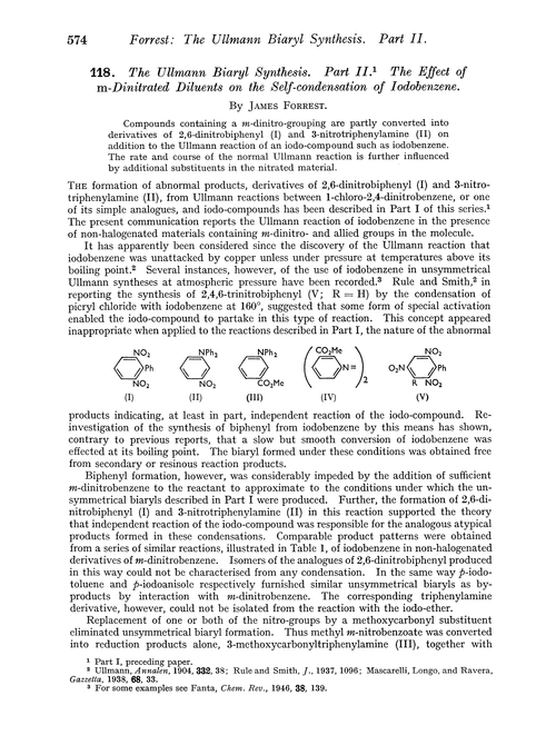 118. The Ullmann biaryl synthesis. Part II. The effect of m-dinitrated diluents on the self-condensation of iodobenzene