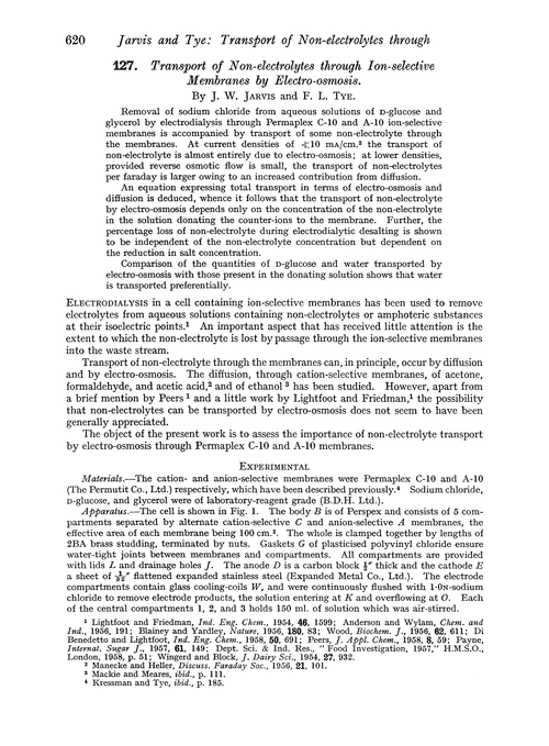 127. Transport of non-electrolytes through ion-selective membranes by electro-osmosis