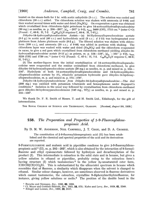 158. The preparation and properties of β-9-fluorenylidenepropionic acid