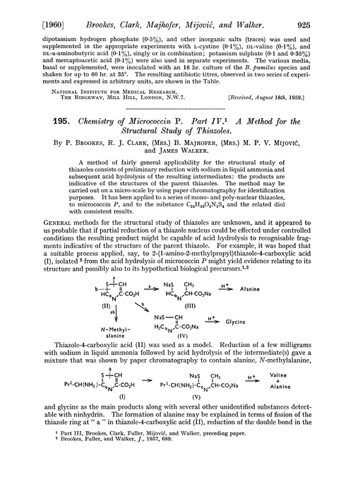 195. Chemistry of micrococcin P. Part IV. A method for the structural study of thiazoles