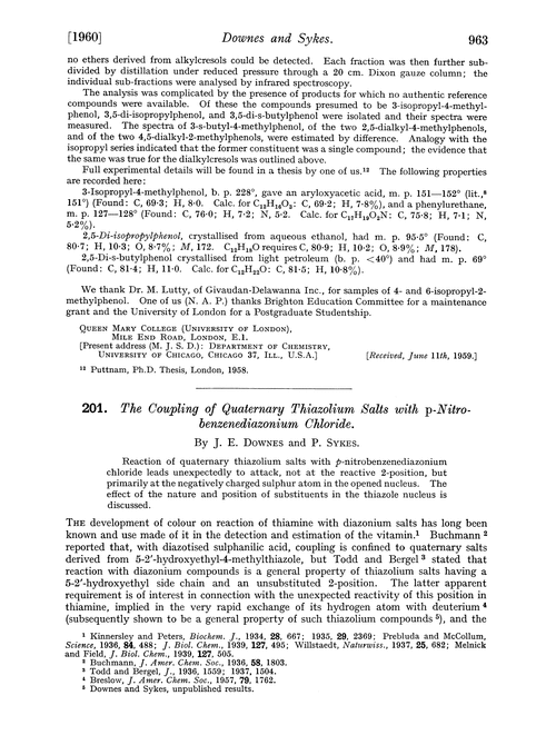 201. The coupling of quaternary thiazolium salts with p-nitro-benzenediazonium chloride