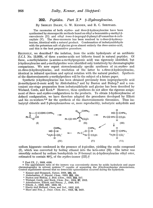 202. Peptides. Part X. β-Hydroxyleucine