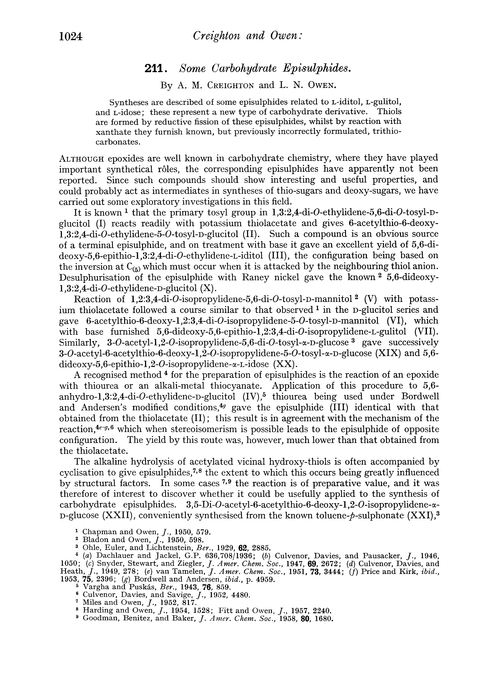 211. Some carbohydrate episulphides