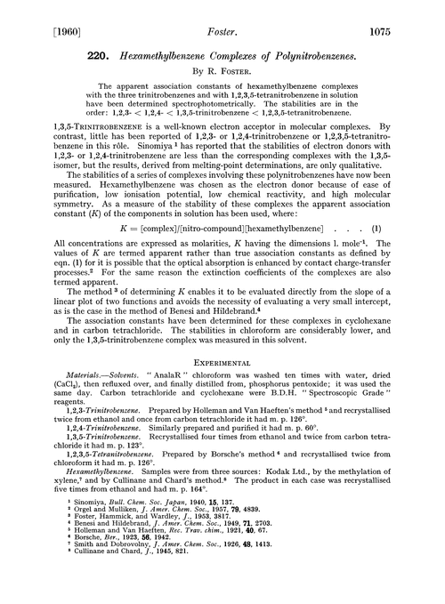 220. Hexamethylbenzene complexes of polynitrobenzenes