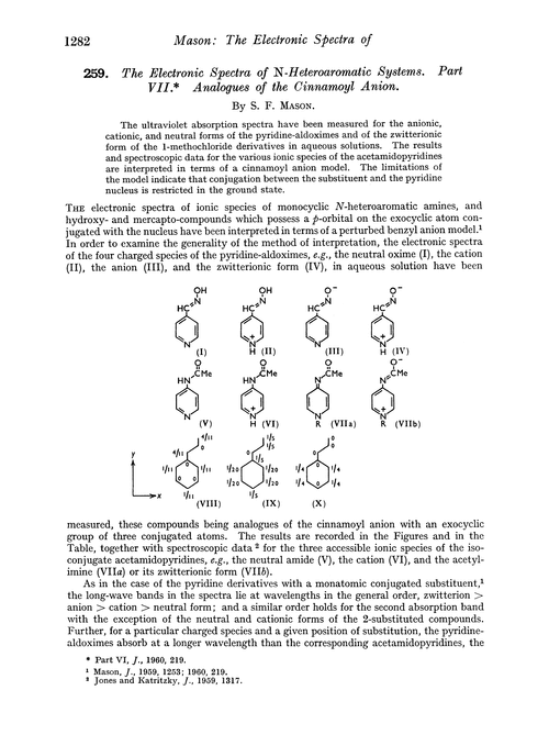 259. The electronic spectra of N-heteroaromatic systems. Part VII. Analogues of the cinnamoyl anion