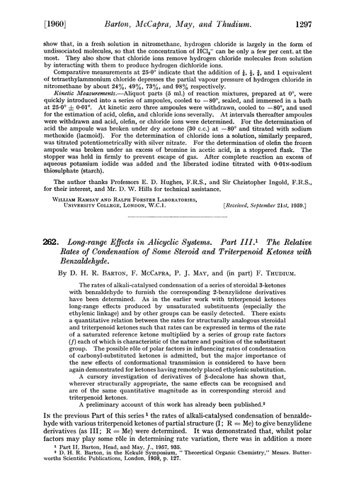 262. Long-range effects in alicyclic systems. Part III. The relative rates of condensation of some steriod and triterpenoid ketones with benzaldehyde