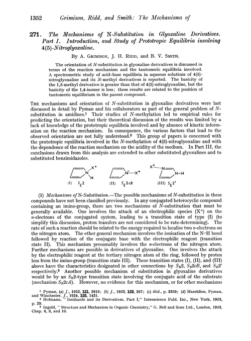 271. The mechanisms of N-substitution in glyoxaline derivatives. Part I. Introduction, and study of prototropic equilibria involving 4(5)-nitroglyoxaline