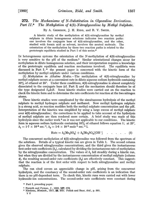 272. The mechanisms of N-substitution in glyoxaline derivatives. Part II. The methylation of 4(5)-nitroglyoxaline by methyl sulphate