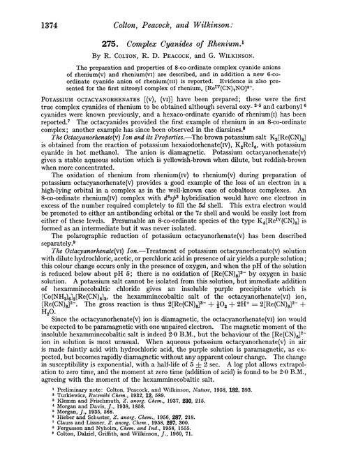275. Complex cyanides of rhenium