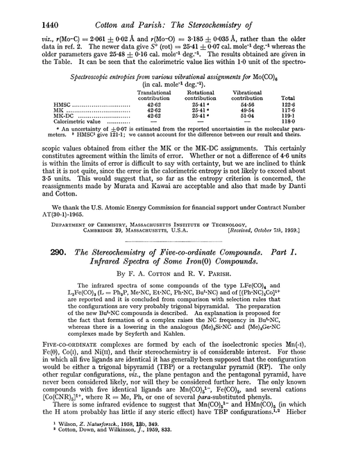 290. The stereochemistry of five-co-ordinate compounds. Part I. Infrared spectra of some iron(0) compounds