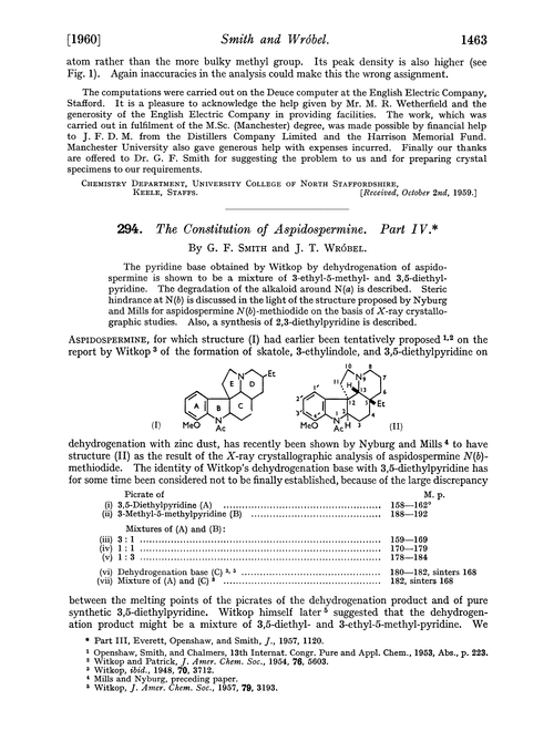 294. The constitution of aspidospermine. Part IV