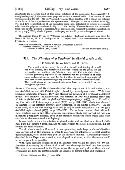 311. The nitration of p-terphenyl in glacial acetic acid