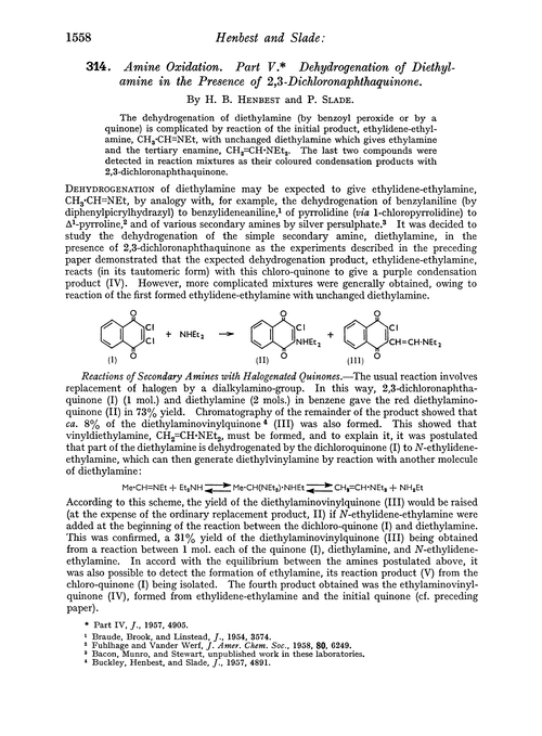 314. Amine oxidation. Part V. Dehydrogenation of diethylamine in the presence of 2,3-dichloronaphthaquinone