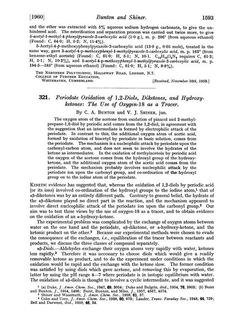 321. Periodate oxidation of 1,2-diols, diketones, and hydroxy-ketones: the use of oxygen-18 as a tracer