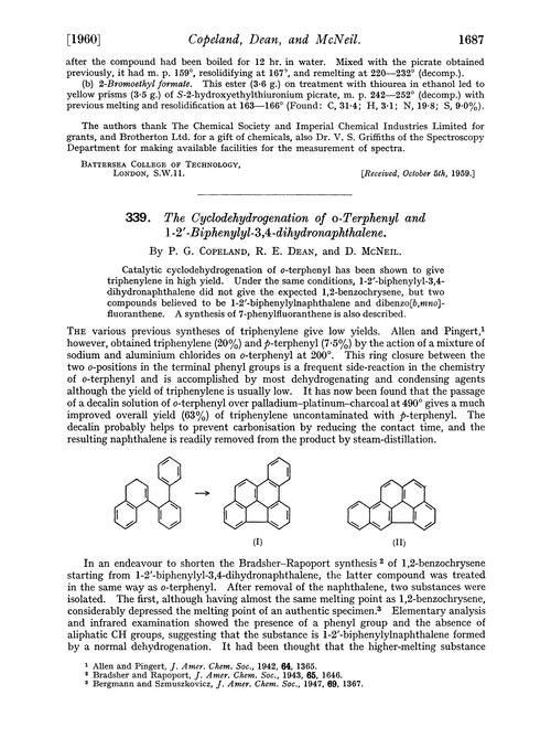 339. The cyclodehydrogenation of o-terphenyl and 1,2′-biphenylyl-3,4-dihydronaphthalene