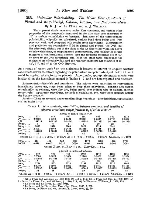 363. Molecular polarisability. The molar Kerr constants of phenol and its p-methyl, chloro-, bromo-, and nitro-derivatives