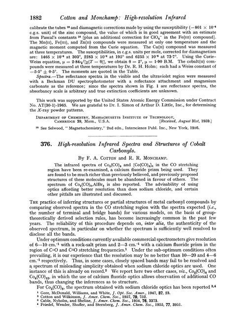 376. High-resolution infrared spectra and structures of cobalt carbonyls
