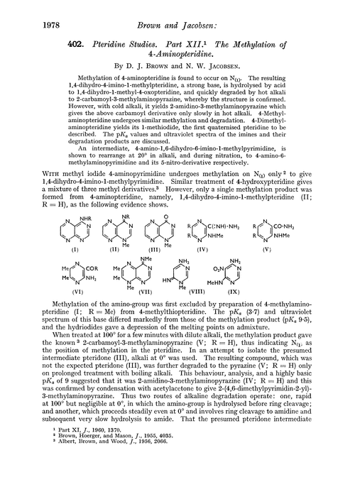 402. Pteridine studies. Part XII. The methylation of 4-aminopteridine