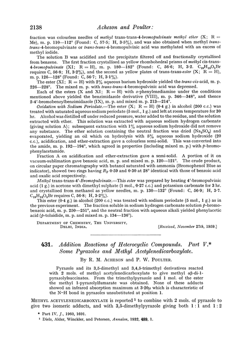 431. Addition reactions of heterocyclic compounds. Part V. Some pyrazoles and methyl acetylenedicarboxylate