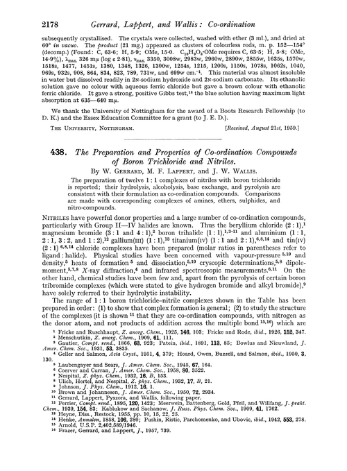 438. The preparation and properties of co-ordination compounds of boron trichloride and nitriles