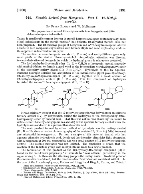 441. Steroids derived from hecogenin. Part I. 12-Methylsteroids
