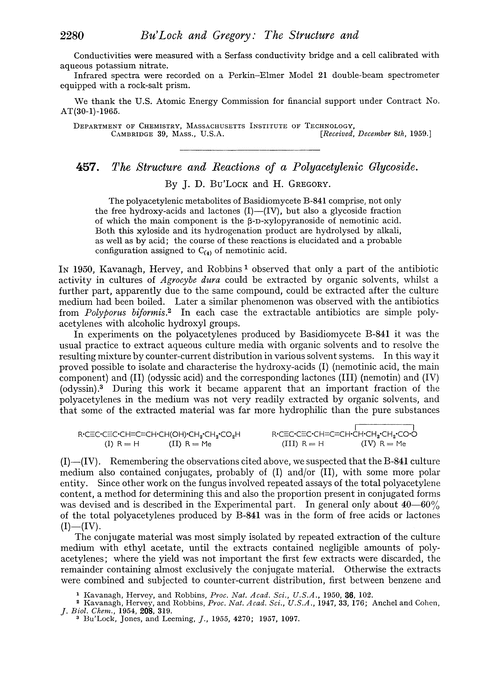 457. The structure and reactions of a polyacetylenic glycoside