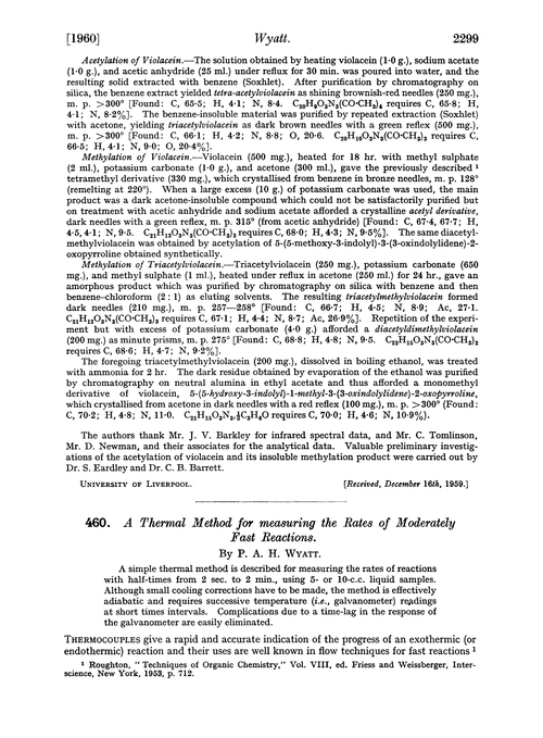 460. A thermal method for measuring the rates of moderately fast reactions