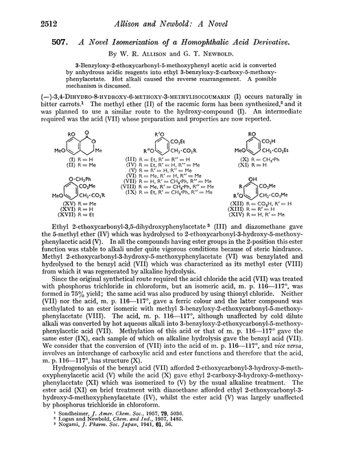 507. A novel isomerization of a homophthalic acid derivative