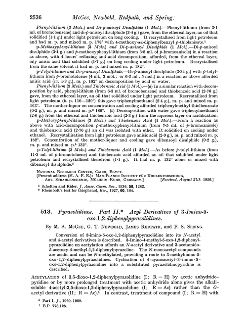 513. Pyrazolidines. Part II. Acyl derivatives of 3-imino-5-oxo-1,2-diphenylpyrazolidines