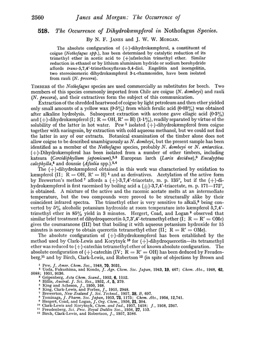 518. The occurrence of dihydrokœmpferol in Nothofagus species