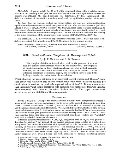 569. Metal dithizone complexes of mercury and cobalt
