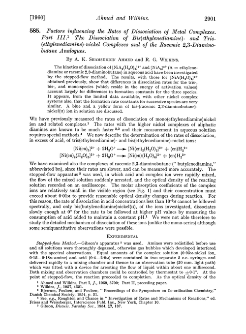 585. Factors influencing the rates of dissociation of metal complexes. Part III. The dissociation of bis(ethylenediamine)- and tris-(ethylenediamine)-nickel complexes and of the racemic 2,3-diaminobutane analogues