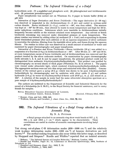 592. The infrared vibrations of a s-butyl group attached to an aromatic ring