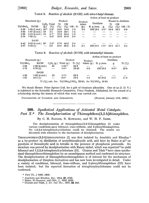 599. Synthetical applications of activated metal catalysts. Part X. The desulphurisation of thionaphtheno[3,2-b]thionaphthen