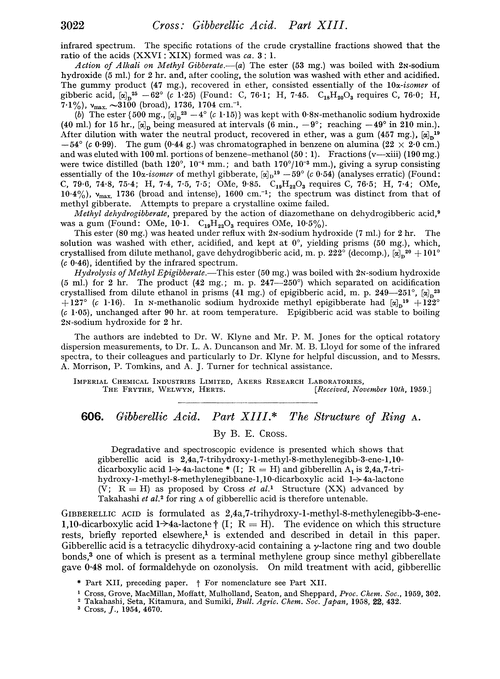 606. Gibberellic acid. Part XIII. The structure of ring A