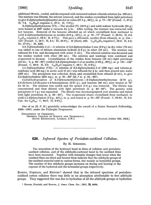 628. Infrared spectra of periodate-oxidised cellulose