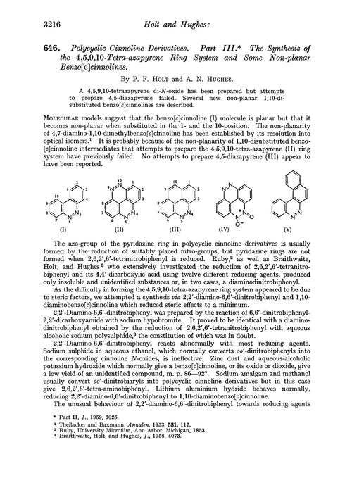 646. Polycyclic cinnoline derivatives. Part III. The synthesis of the 4,5,9,10-tetra-azapyrene ring system and some non-planar benzo[c]cinnolines