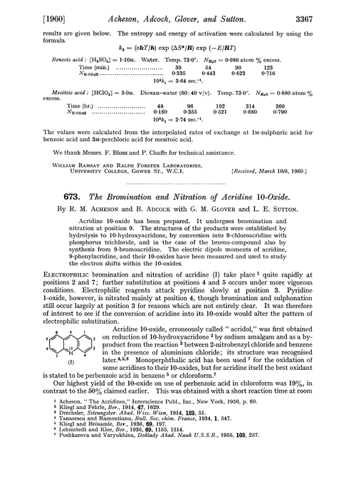 673. The bromination and nitration of acridine 10-oxide