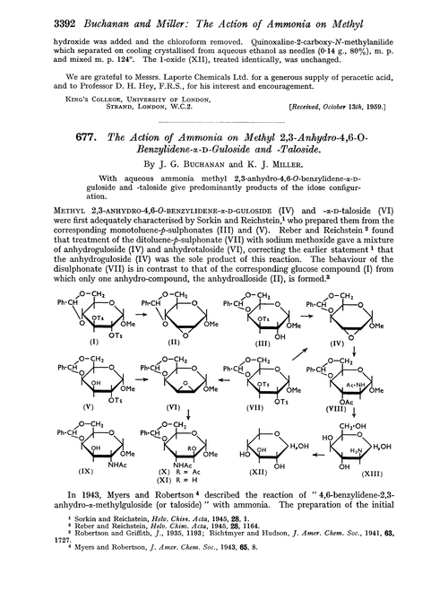 677. The action of ammonia on methyl 2,3-anhydro-4,6-O-benzylidene-α-D-guloside and -taloside