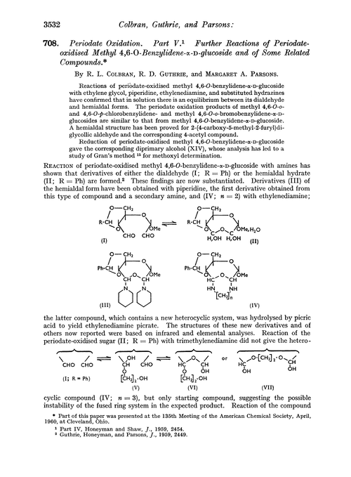 708. Periodate oxidation. Part V. Further reactions of periodateoxidised methyl 4,6-O-benzylidene-α-D-glucoside and of some related compounds