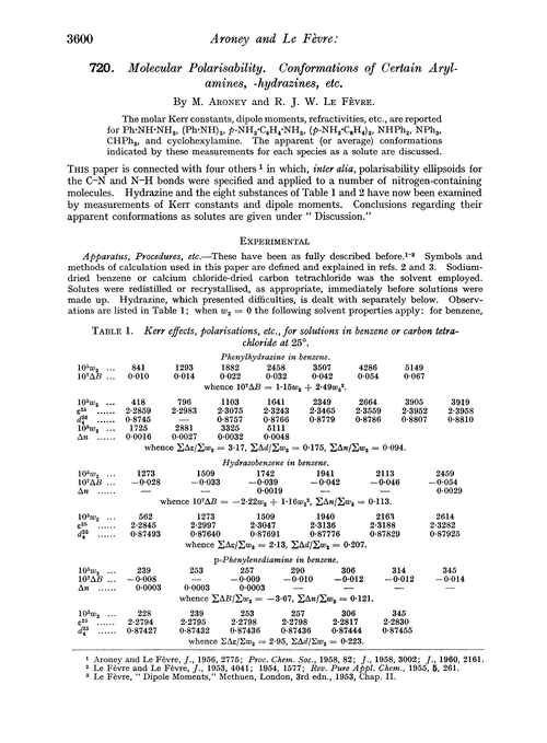 720. Molecular polarisability. Conformations of certain arylamines, -hydrazines, etc