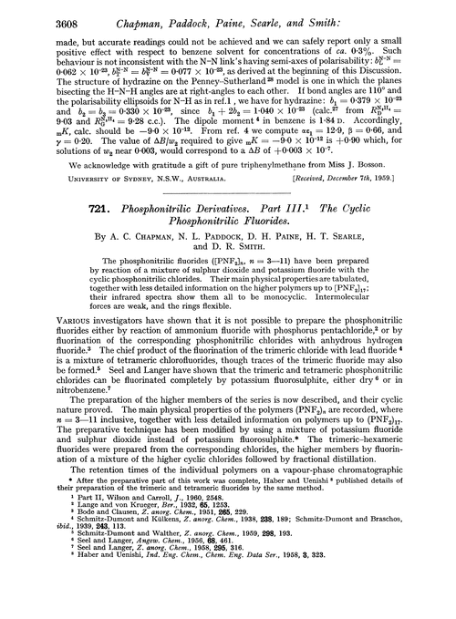 721. Phosphonitrilic derivatives. Part III. The cyclic phosphonitrilic fluorides