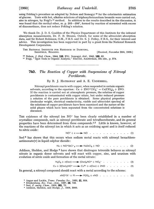 740. The reaction of copper with suspensions of nitrosyl perchlorate