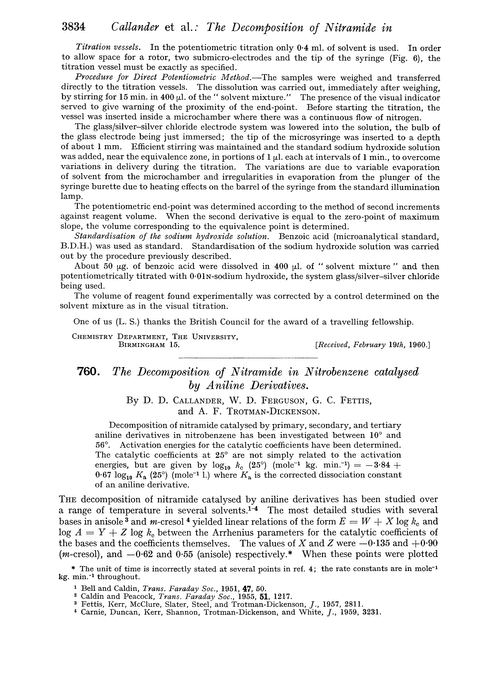 760. The decomposition of nitramide in nitrobenzene catalysed by aniline derivatives
