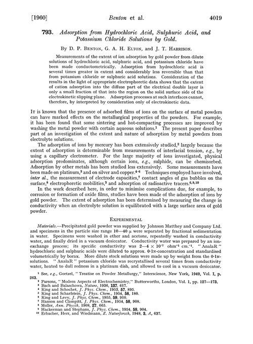 793. Adsorption from hydrochloric acid, sulphuric acid, and potassium chloride solutions by gold