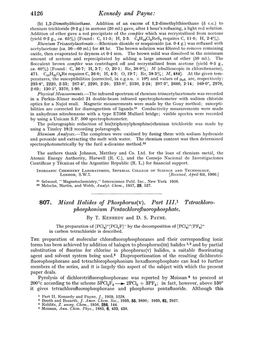 807. Mixed halides of phosphorus(V). Part III. Tetrachlorophosphonium pentachlorofluorophosphate